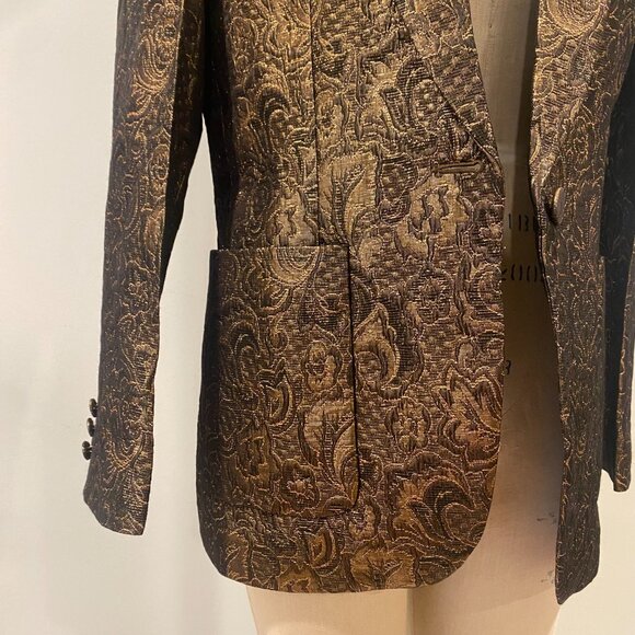 Sandro Textured Jacquard Gold and Black Blazer (Size 38 / Med) - Picture 3 of 8